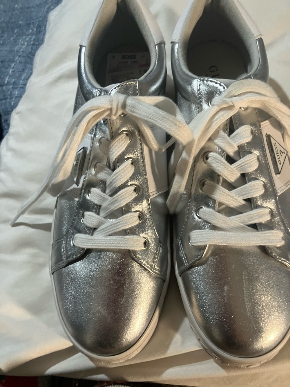 Guess Silver Metallic Low-Top Sneakers